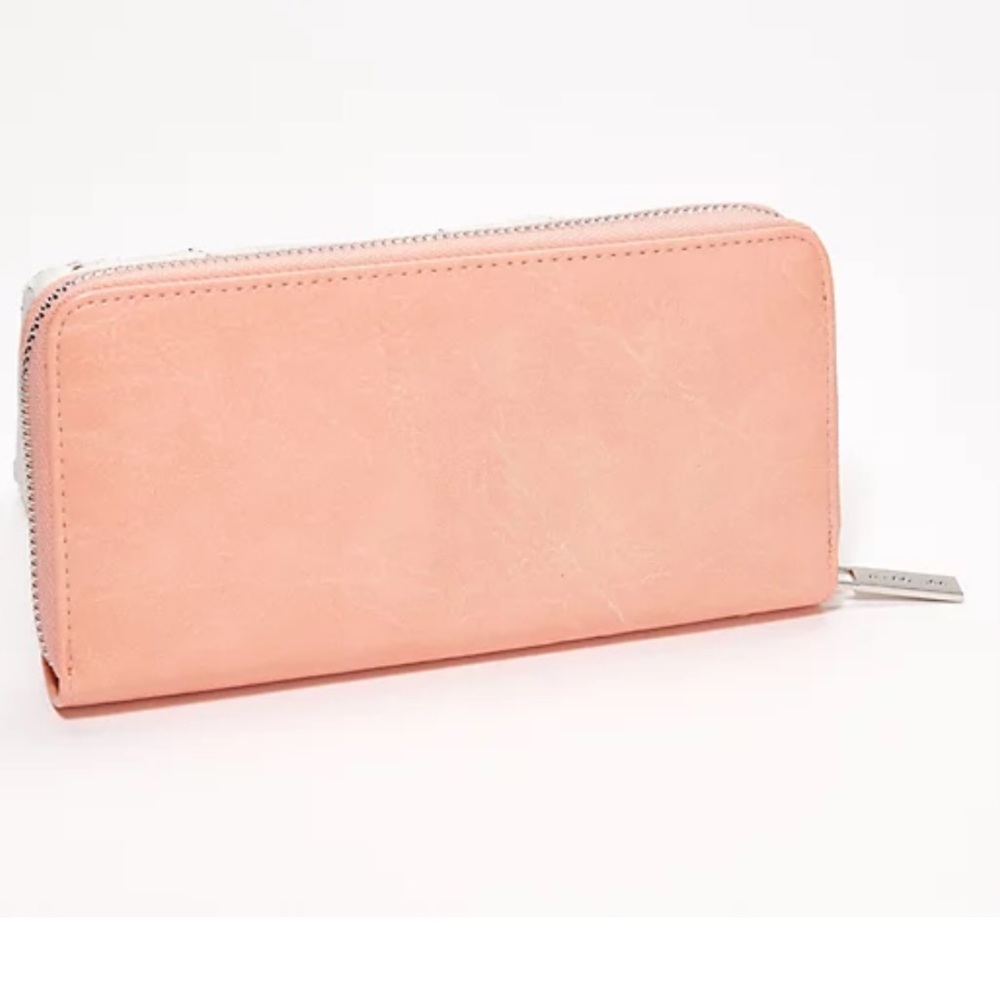 AHDORNED Faux Leather Wallet with RFID Soft Peach 7.5 Inches NWT
